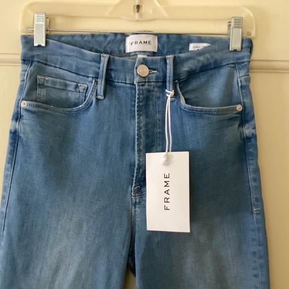 Frame Le Super High Mini Boot Split Hem Jeans Light Wash Color Danbury Sz 27 - Picture 4 of 15